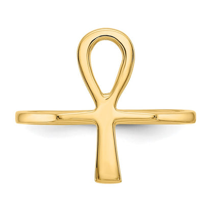 14K Yellow Gold Polished Ankh Egyptian Cross Ring