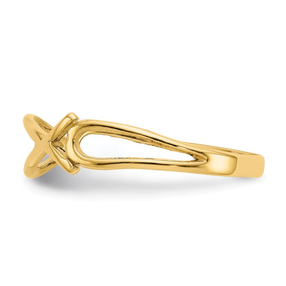 14K Yellow Gold Polished Ichthus Fish Ring