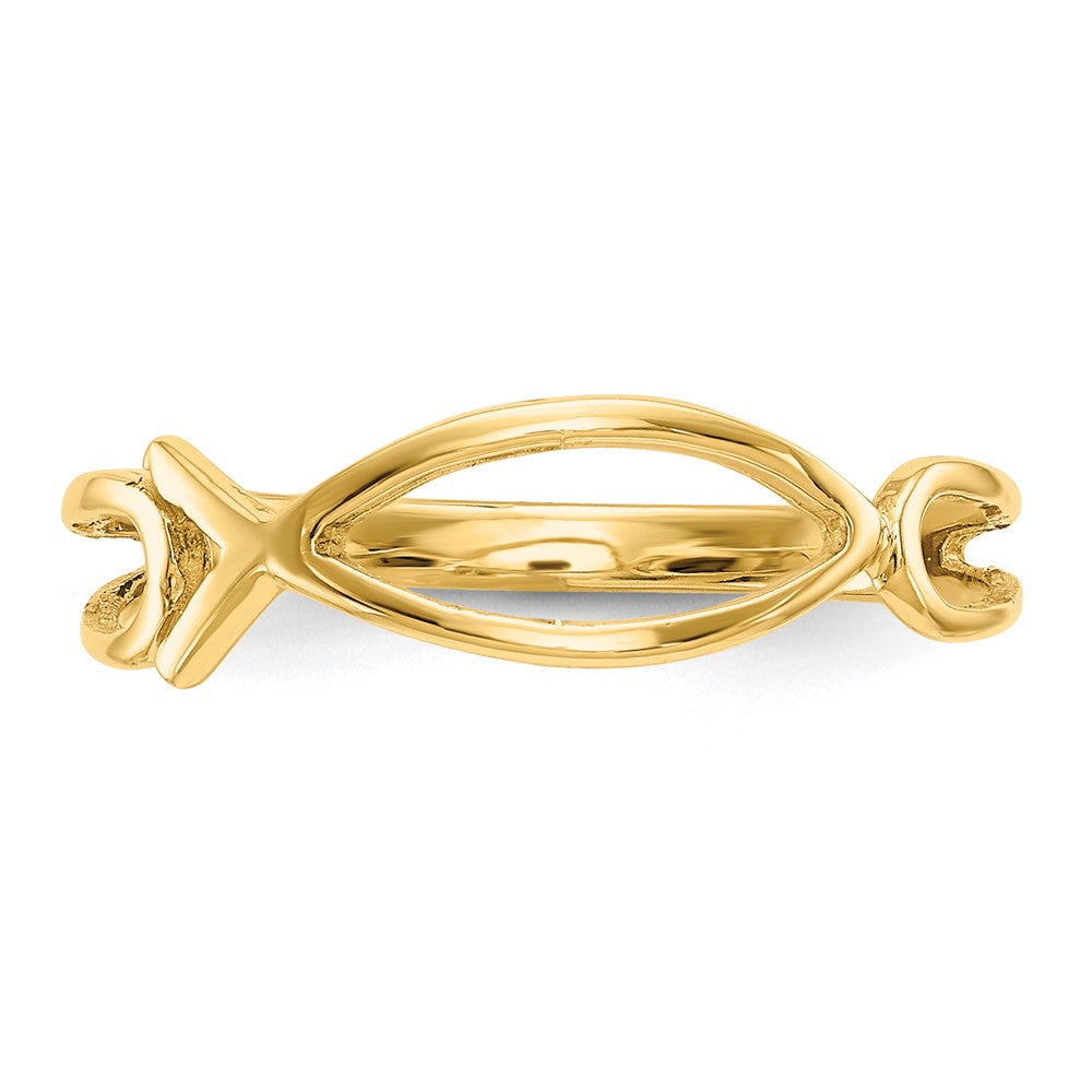 14K Yellow Gold Polished Ichthus Fish Ring