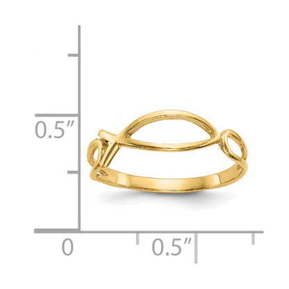 14K Yellow Gold Polished Ichthus Fish Ring