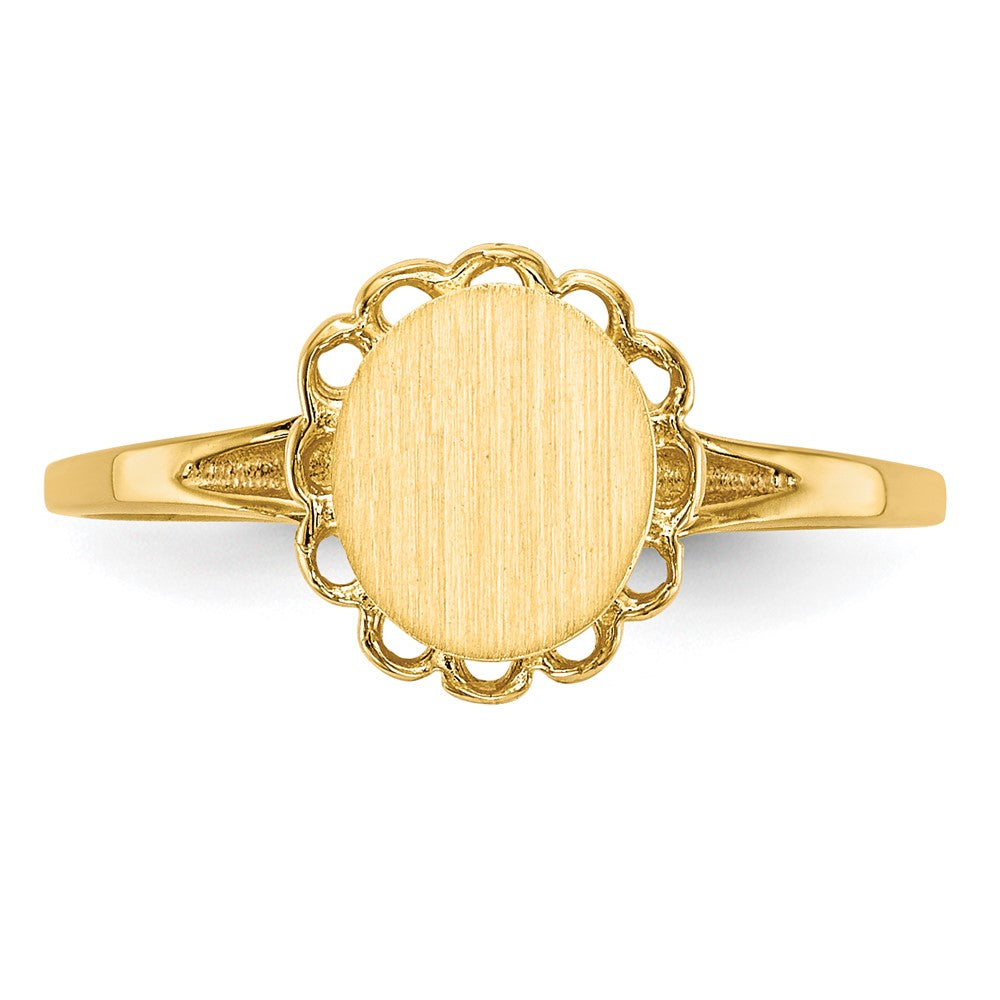 14K Yellow Gold 7.5x6.5mm Open Back Signet Ring