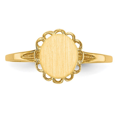 14K Yellow Gold 7.5x6.5mm Open Back Signet Ring