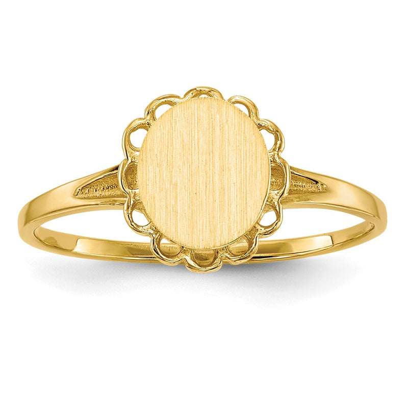 14K Yellow Gold 7.5x6.5mm Open Back Signet Ring