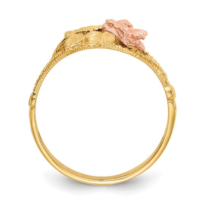 14k Two-Tone Gold Diamond-Cut Rose Ring