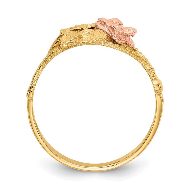 14k Two-Tone Gold Diamond-Cut Rose Ring