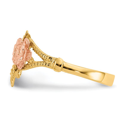 14k Two-Tone Gold Diamond-Cut Rose Ring