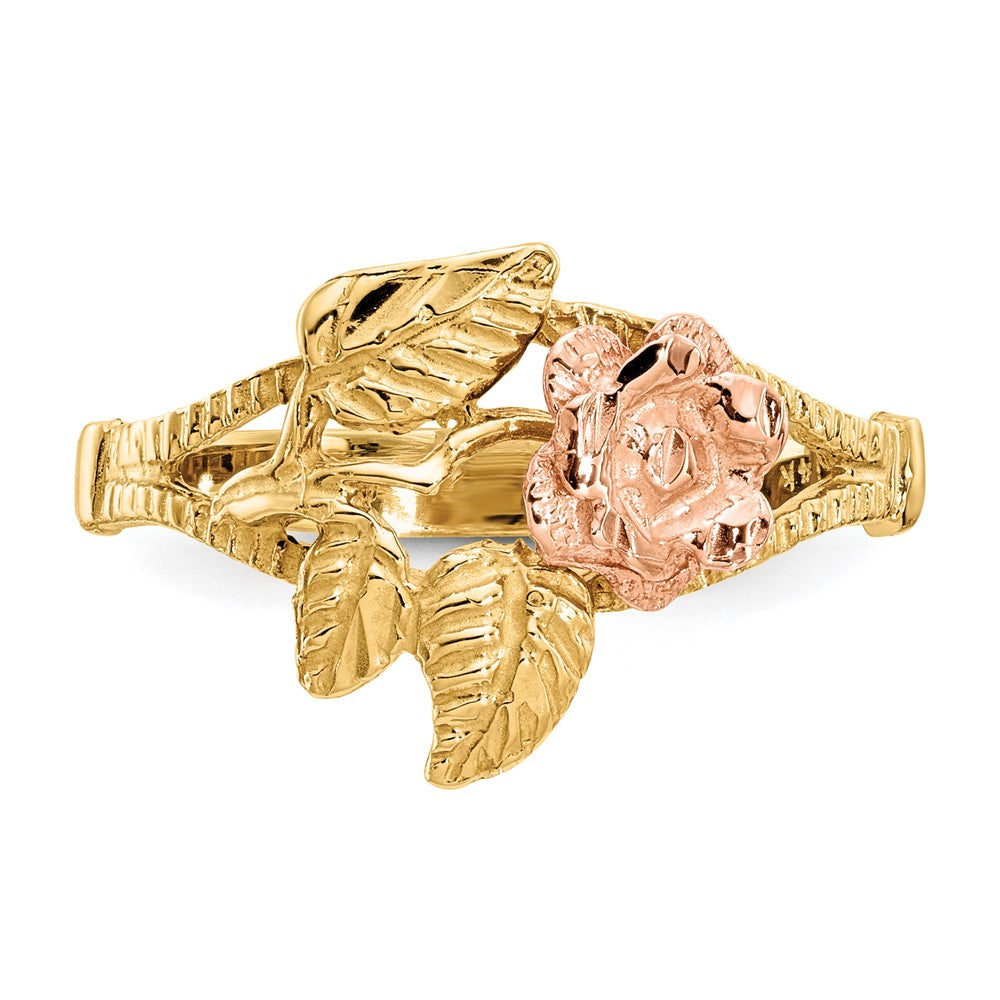 14k Two-Tone Gold Diamond-Cut Rose Ring