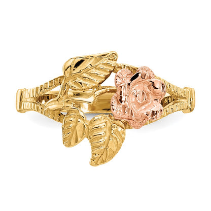 14k Two-Tone Gold Diamond-Cut Rose Ring