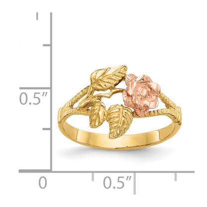 14k Two-Tone Gold Diamond-Cut Rose Ring