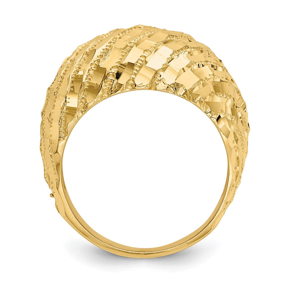14K Yellow Gold Diamond-Cut Dome Ring