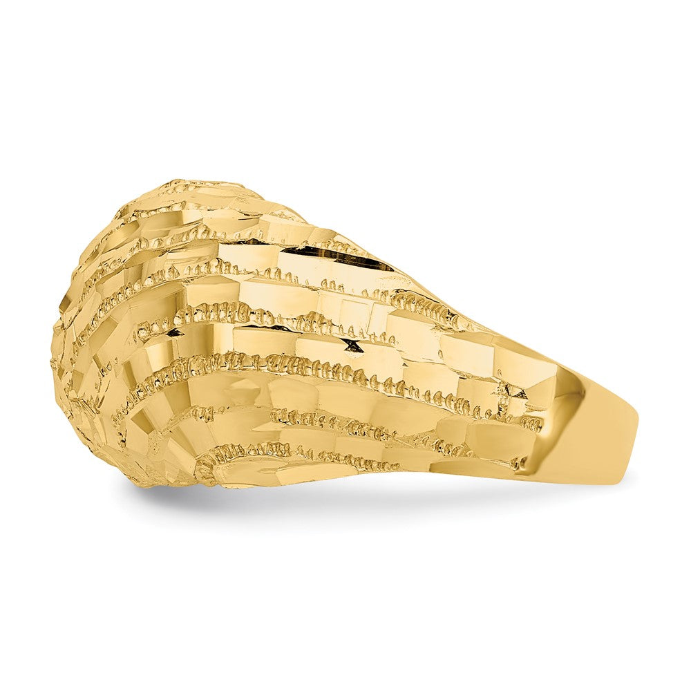 14K Yellow Gold Diamond-Cut Dome Ring