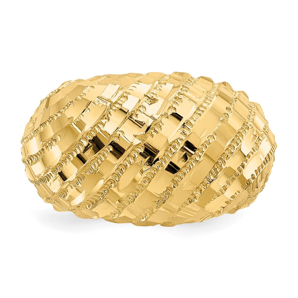 14K Yellow Gold Diamond-Cut Dome Ring