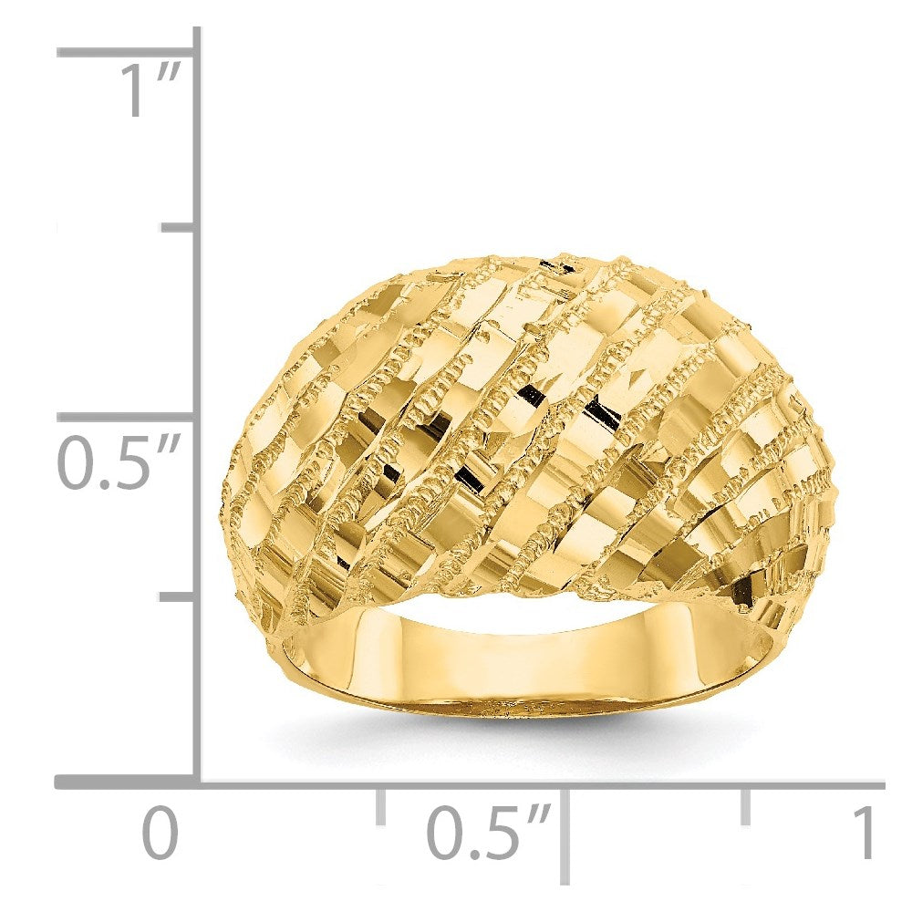 14K Yellow Gold Diamond-Cut Dome Ring
