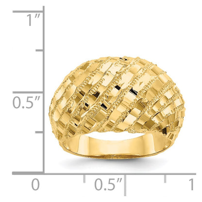 14K Yellow Gold Diamond-Cut Dome Ring