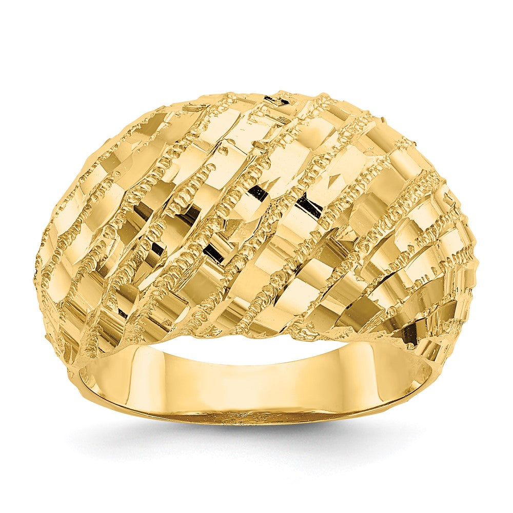 14K Yellow Gold Diamond-Cut Dome Ring