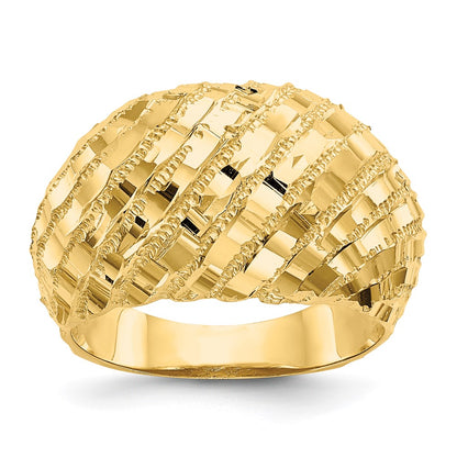14K Yellow Gold Diamond-Cut Dome Ring
