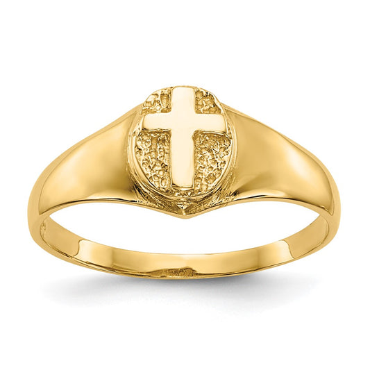 14K Yellow Gold Childs Polished Cross Ring