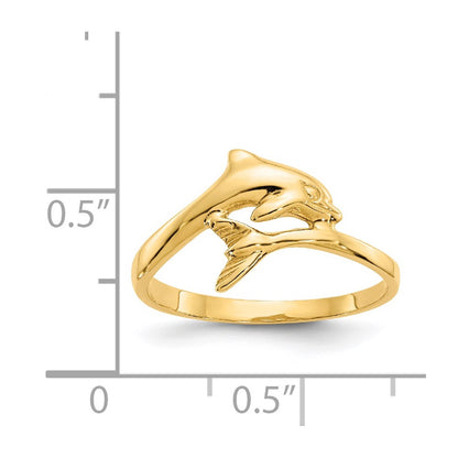 14K Yellow Gold Dolphin Ring