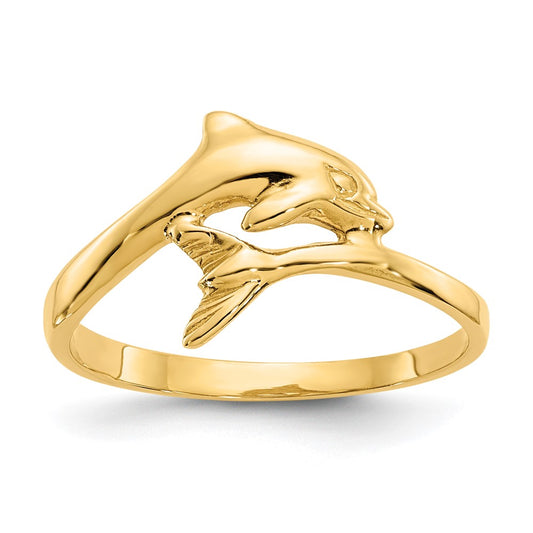14K Yellow Gold Dolphin Ring
