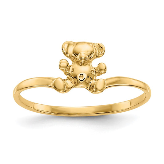 14K Yellow Gold Childs Polished Teddy Bear Ring
