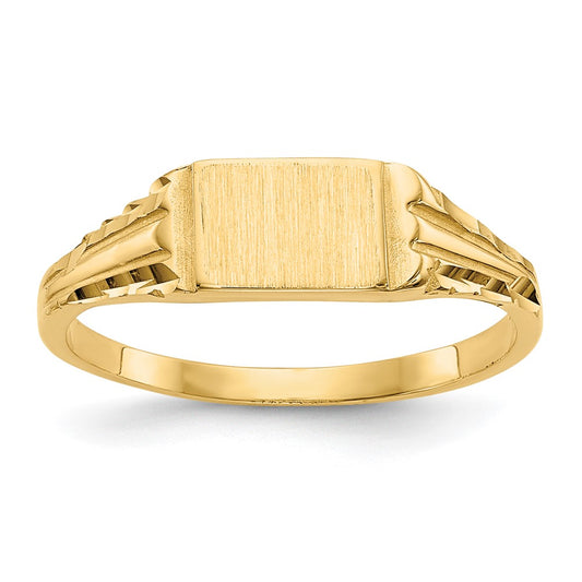 14K Yellow Gold Childs Diamond-Cut Signet Ring