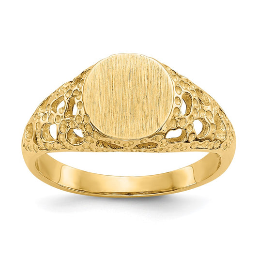 14K Yellow Gold Childs Fancy Signet Ring