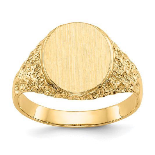 14K Yellow Gold 12.5x10.5mm Open Back Men's Signet Ring