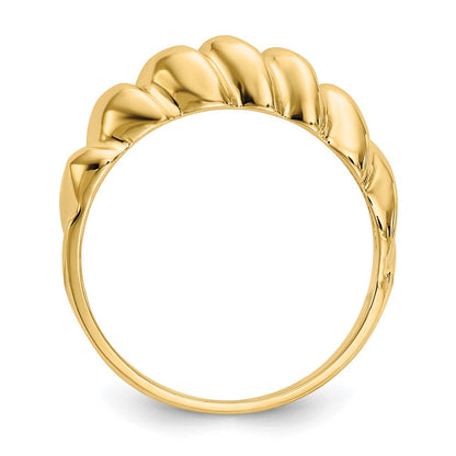 14K Yellow Gold Polished Twisted Dome Ring