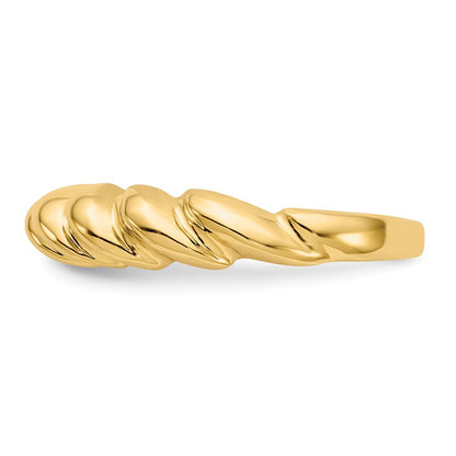 14K Yellow Gold Polished Twisted Dome Ring