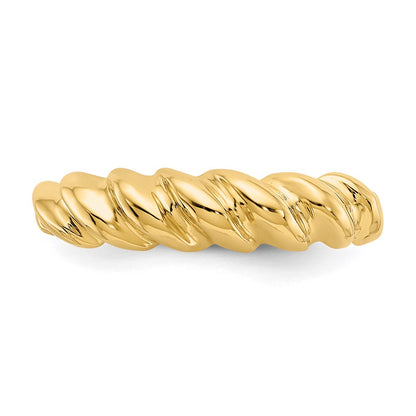 14K Yellow Gold Polished Twisted Dome Ring