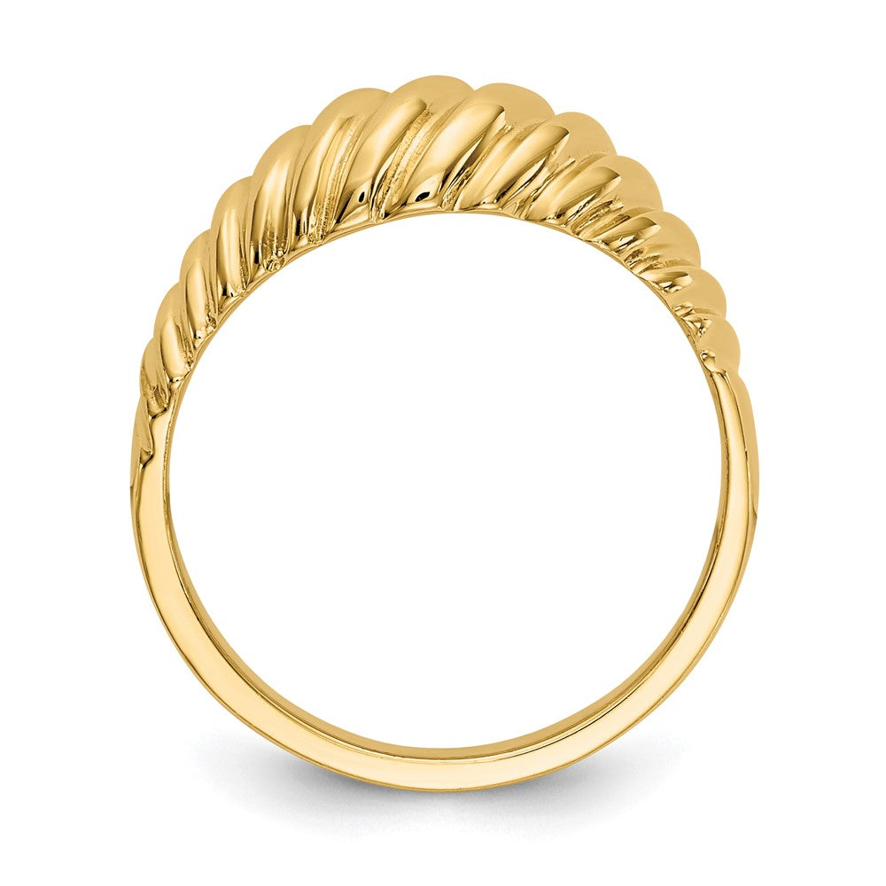 14K Yellow Gold Polished Scalloped Dome Ring