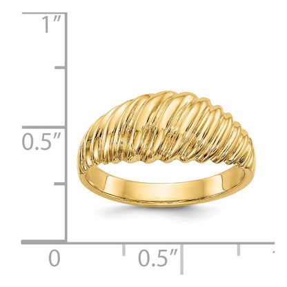 14K Yellow Gold Polished Scalloped Dome Ring