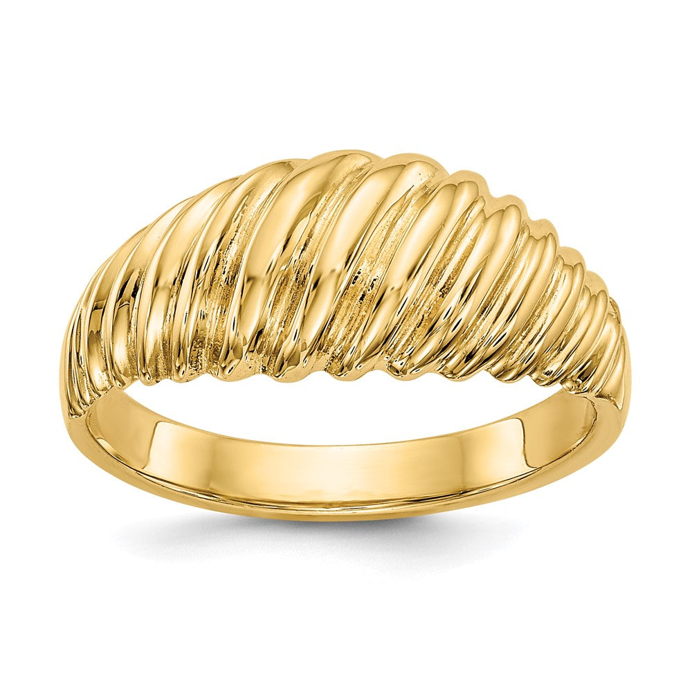 14K Yellow Gold Polished Scalloped Dome Ring