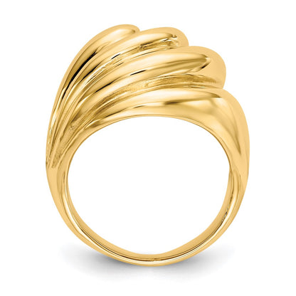 14K Yellow Gold Polished Swirl Dome Ring