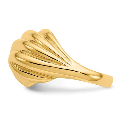 14K Yellow Gold Polished Swirl Dome Ring