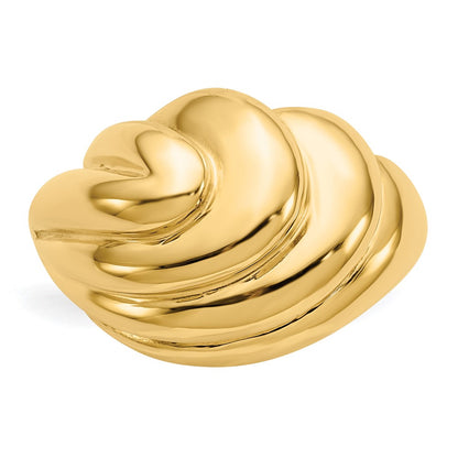 14K Yellow Gold Polished Swirl Dome Ring