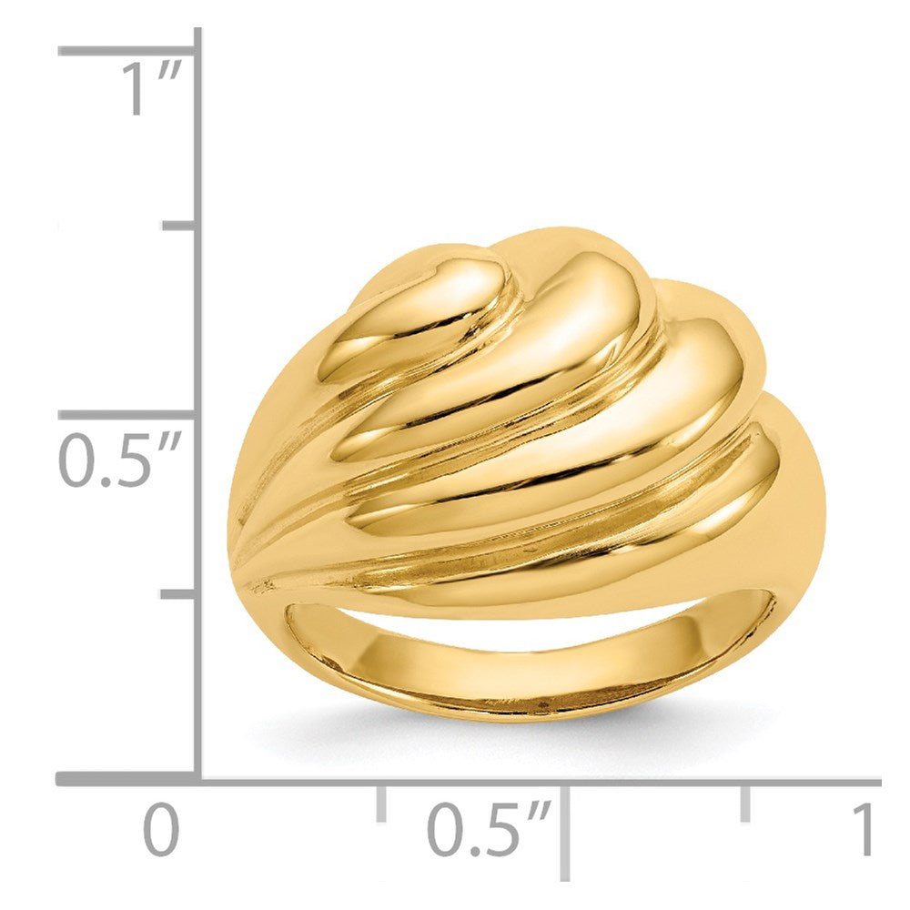 14K Yellow Gold Polished Swirl Dome Ring