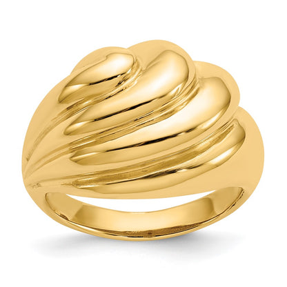 14K Yellow Gold Polished Swirl Dome Ring