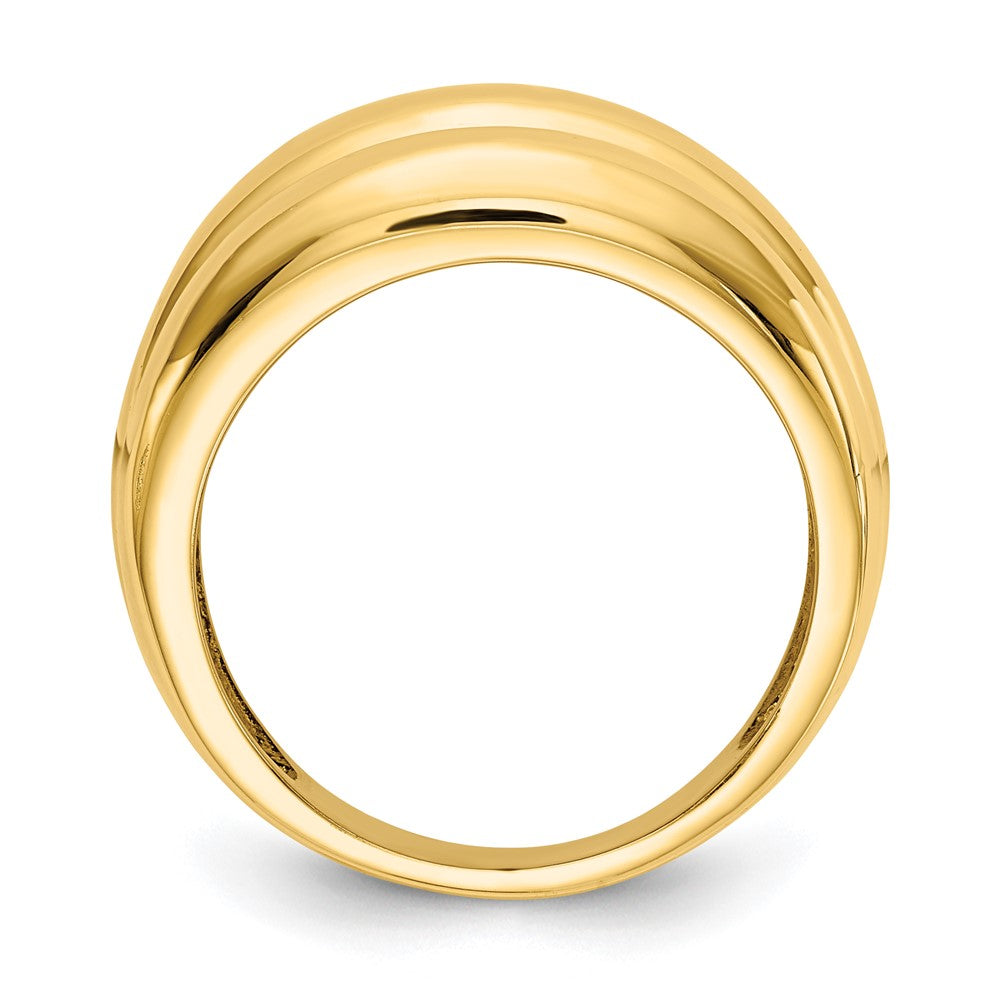 14K Yellow Gold Polished Scalloped Dome Ring