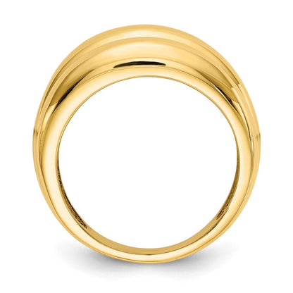 14K Yellow Gold Polished Scalloped Dome Ring