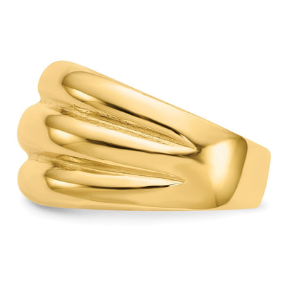 14K Yellow Gold Polished Scalloped Dome Ring