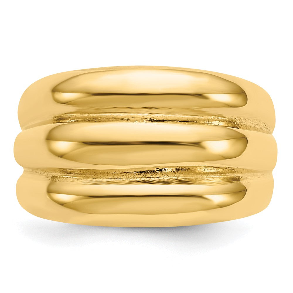 14K Yellow Gold Polished Scalloped Dome Ring