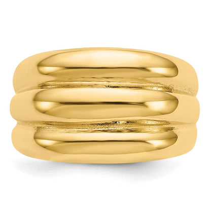 14K Yellow Gold Polished Scalloped Dome Ring
