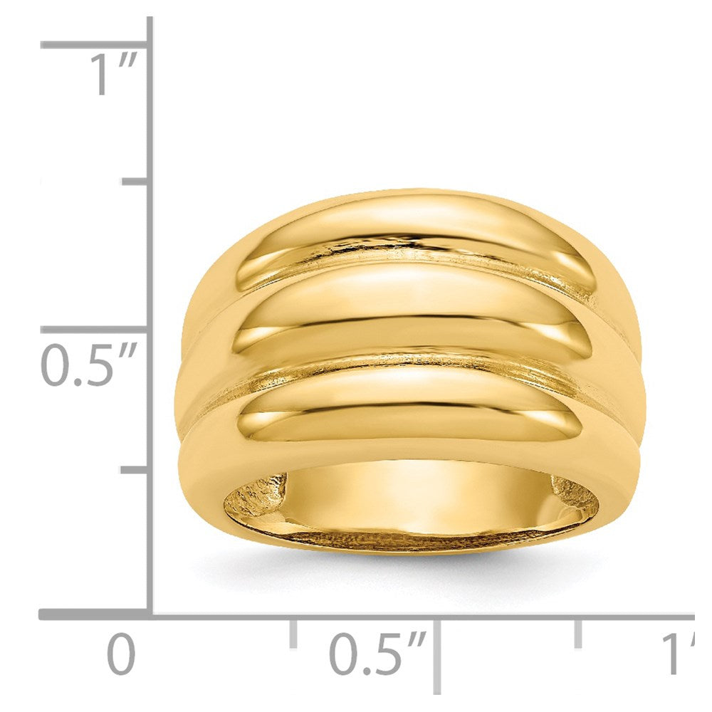 14K Yellow Gold Polished Scalloped Dome Ring