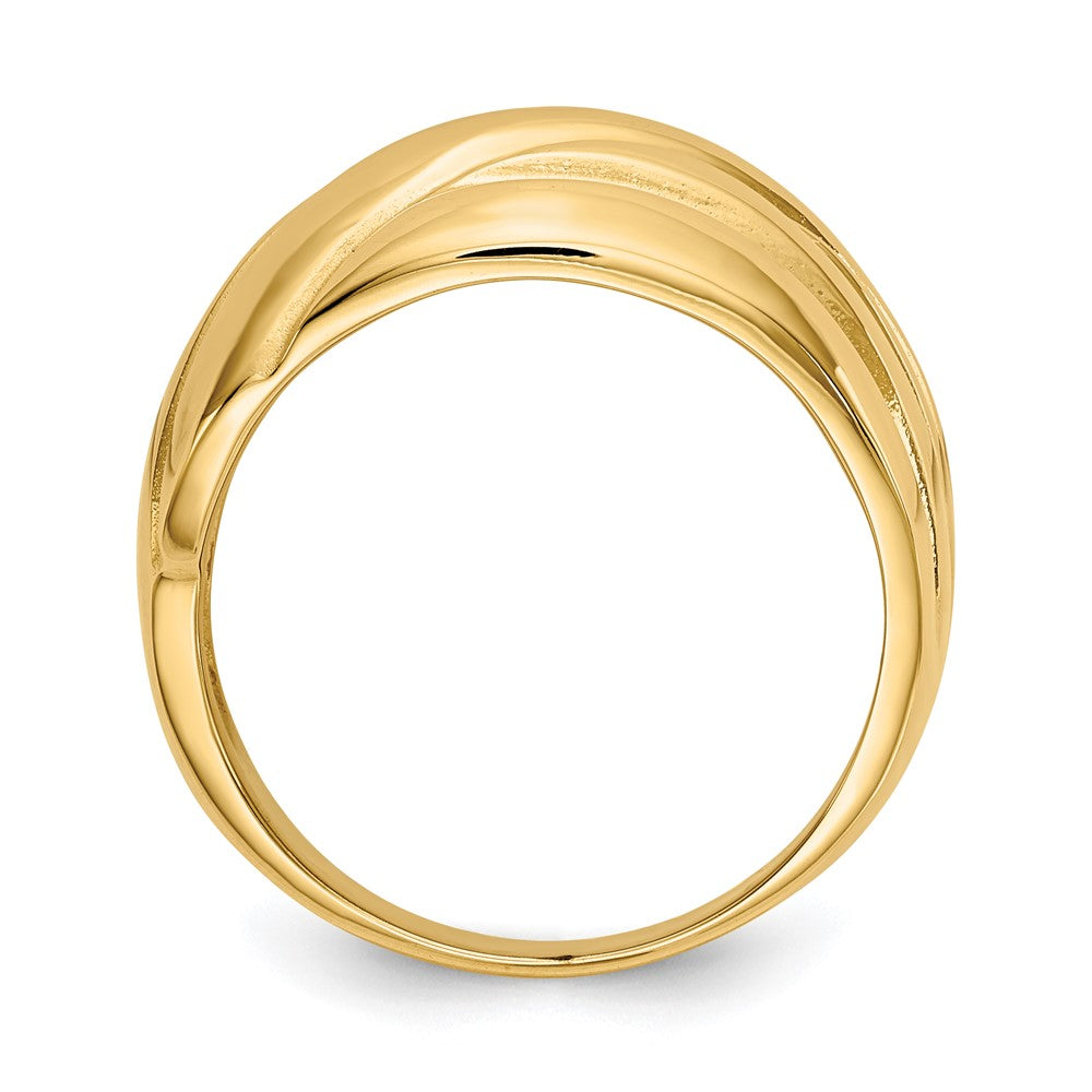 14K Yellow Gold Polished Scalloped Dome Ring