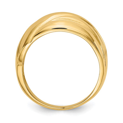 14K Yellow Gold Polished Scalloped Dome Ring
