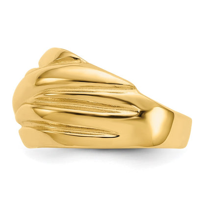 14K Yellow Gold Polished Scalloped Dome Ring