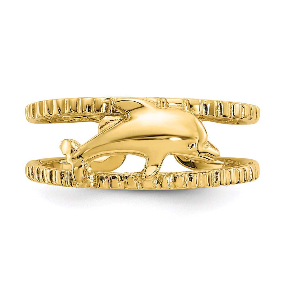 14k Yellow Gold Dolphin Toe Ring