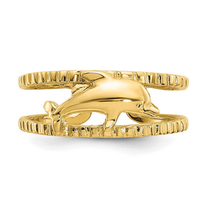 14k Yellow Gold Dolphin Toe Ring
