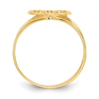 14K Yellow Gold Polished Mom Heart Ring